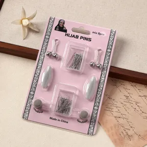 8-piece magnetic hijab pins and U-shaped clips set for secure and stylish scarf styling.