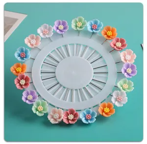 Colorful resin flower brooch pins, cute floral scarf shawl long pins for women clothing accessories.