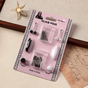 8pcs Hijab Pins Set Magnetic Scarf Clips U-Shaped Brooch Pins Muslim Headscarf Accessories