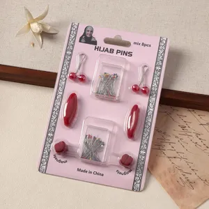 8pcs mix hijab pins set magnetic buckles U clips headscarf brooches scarf fastening pins