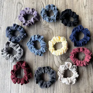 Honeycomb ice silk hair scrunchies detail view, pleated elastic hair ties for women.