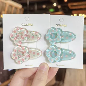 Leuke bloemen haarspelden voor meisjes, transparante hars eendebek clips, schattige haaraccessoires.