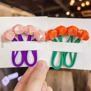 Cute faceted star hair ties for kids, colorful cartoon hair accessories, 2 packs elastic bands.