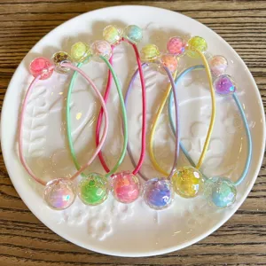 Colorful crystal bead hair ties for kids cute elastic hair bands daily hair accessories