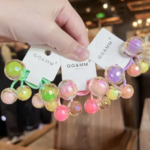 Colorful sparkling crystal bead hair ties, cute translucent multi-faceted elastic hair scrunchies.