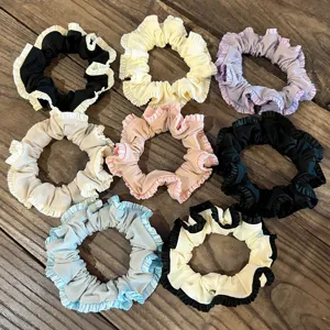 Korean Style Colorful Ruffled Satin Hair Scrunchie For Women Cute Elastic Hair Band Sweet Daily Hair Accessories