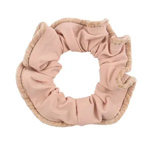 Chic plush-edge velvet hair scrunchie for women, elegant daily ponytail hair accessory.