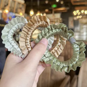 Elastici per capelli in raso plissettato stile coreano eleganti accessori per donne e ragazze