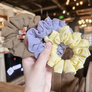 Set de coleteros de pelo con textura de lino, gomas elásticas, accesorios de pelo para mujer.