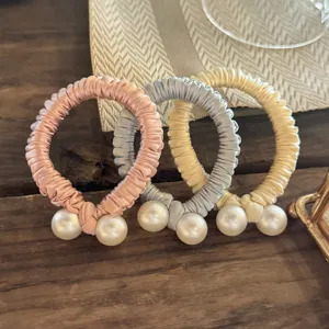 Chouchous de cheveux en satin perlé style coréen élastiques élégants accessoires