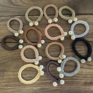Chouchous de cheveux en satin double perle style coréen, élastiques élégants pour femmes.