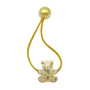 Mignon élastique à cheveux ours floral, attache queue de cheval cartoon douce, accessoire tête.