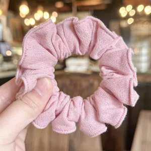 Coletero de lino rosa accesorios para el cabello dulces minimalistas banda elástica mujer