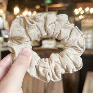 Coletero con textura de lino elástico accesorio de pelo simple y dulce para mujeres uso diario