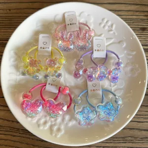 Lindas coletas de pelo con brillantina para niños, accesorios de resina colorida.