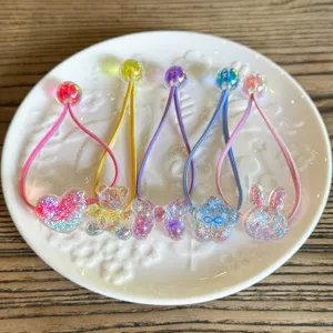 Niedliche Glitzer Cartoon Haargummis Set für Kinder, bunte elastische Haar-Bänder Anhänger.