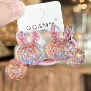 Chouchou mignon lapin pailleté brillant enfant élastique cheveux doux accessoire queue cheval