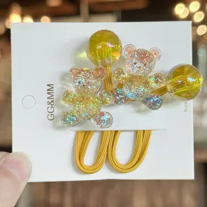 Glitzer Bär Haargummis süße Kinder Haarschmuck bunte funkelnde Pferdeschwanz Halter