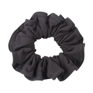 Fascia per capelli in velluto grigio scuro, elastico arricciato morbido per uso quotidiano.