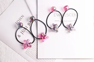 Adorables chouchous ours en cristal, cordes à cheveux élastiques colorées, accessoires mignons.