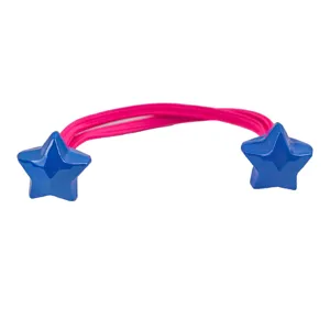Kids blue star hair tie with pink elastic band, cute hair accessory for girls daily wear.