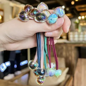 élastiques à cheveux cœur en verre coloré bandes mignon double tête accessoires cheveux femmes