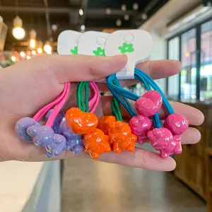 Élastiques à cheveux colorés lapin et cœur pour enfants, accessoires mignons pour coiffure.