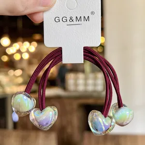 Chouchous de cheveux cœur irridescents mignons avec élastique, accessoire élégant.