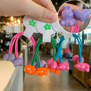 Jolis elastiques a cheveux lapin cartoon cœur accessoires cheveux colorés details vue gros