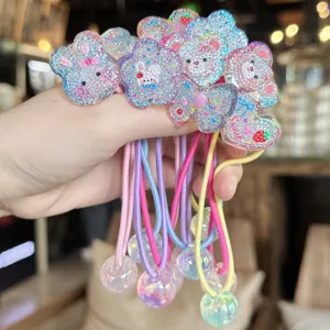Set di elastici per capelli glitterati per bambini, simpatici accessori colorati con ciondoli.