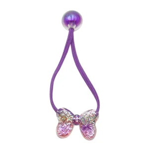 Kinder süßes lila Haargummi mit Glitzer Schleife Anhänger, elastisches Haarband für Mädchen.