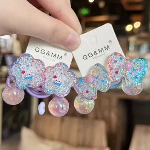 Set di elastici per capelli glitterati per bambini, accessori colorati fiore e fiocco.