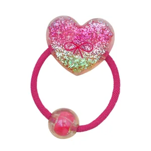 Coletero elástico con corazón brillante bonito para el pelo accesorios coleta niñas