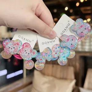 Carini elastici per capelli glitterati per bambini, accessori colorati per code di cavallo.