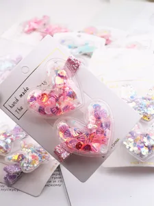 Kinder Haarspangen süße Pailletten Herz Entenschnabel Clips Glitzer Haarschmuck Set