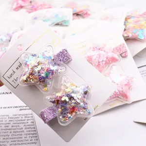 Kinder Stern flüssig Glitzer Haarspangen süße Seiten Haarnadel schöne Haaraccessoires Set