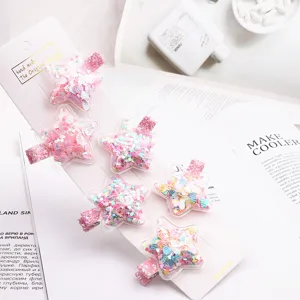 Süße Stern Treibsand Haarklammern glitzernde Entenschnabel Klammern Set für Kinder Alltag.