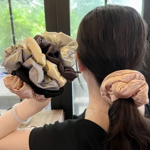 Satin scrunchie fluffy hair tie elastic cute pony tail hair accessories for women styling