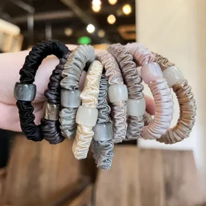 Minimalistische Satin Haargummis Für Damen Elastische Haarseile Süße Katzenaugen Stein Haarschmuck Pferdeschwanz Halter Haargummi