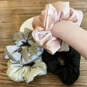 Satin hair scrunchies for women, soft plush fluffy ponytail holder cute hair accessories.