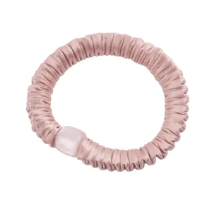 Rosa Satin Haargummi mit Katzenauge Stein, süsses Haarband für Frauen Zopfgummi Haarschmuck.