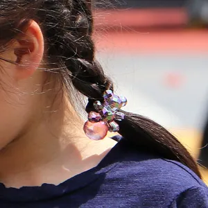 Chouchou coloré ours en cristal pour enfants, joli élastique à cheveux style coréen mignon.