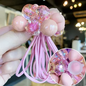 Jolis élastiques à cheveux roses pour enfants avec perles colorées et attaches solides.
