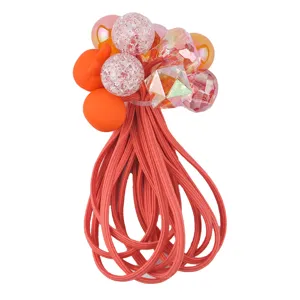 Joli ensemble d'élastiques à cheveux longs pour enfants avec perles scintillantes.