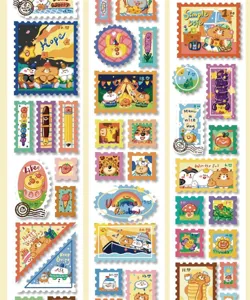 Cute stamp washi tape decorative masking tape for journal scrapbooking DIY crafts 1 roll.