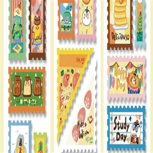 Cute stamp washi tape sticker details, creative decorative masking tape for journaling diy crafts.