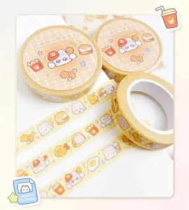 Cute cartoon cream rabbit washi tape for DIY journal decoration and scrapbooking supplies.