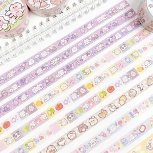 Washi Tape Cute Cartoon Bunny And Cat Decorative Adhesive Tape Scrapbooking Journaling Craft Border Material