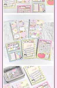 Lindos blocs de notas adhesivas dibujos animados set papel decorativo diario planificador