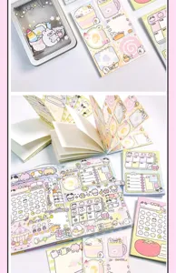 Conjunto de notas adhesivas originales bonitas, tarjetas perforadas y papel decorativo.